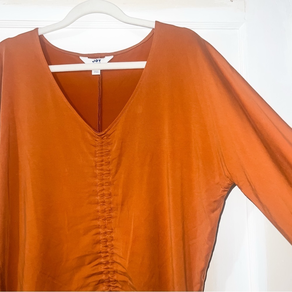 JoyLab Women’s V-Neck Cinched Front Long Sleeve Top - Burnt Orange, Size M - Picture 3 of 13